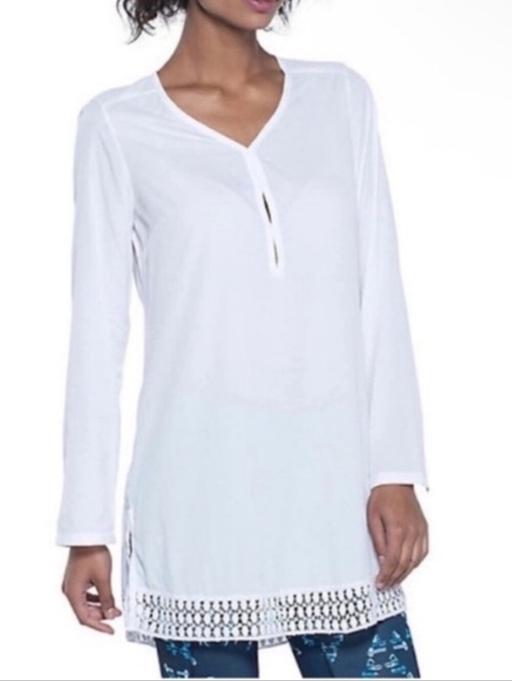Toad&Co White V-Neck Long Sleeve Tunic - Size Small